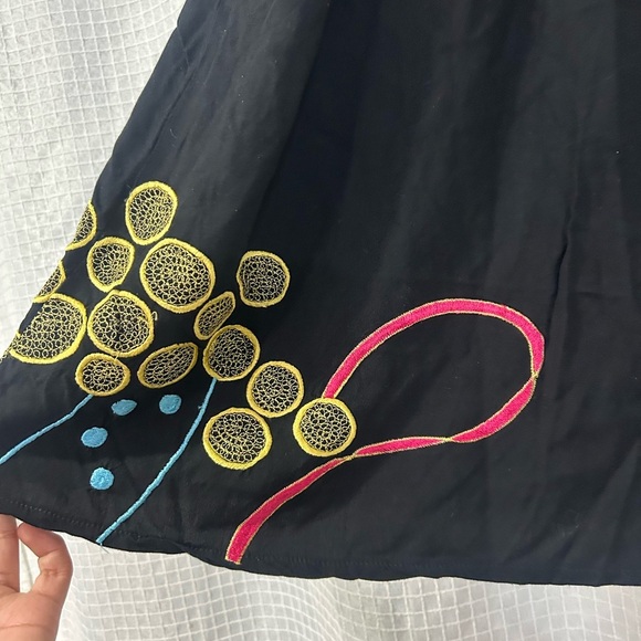 100% RAYON Kidcore Black Blouse with Colorful Embroiderery - Picture 2 of 5